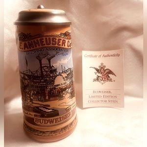 Vintage, 1991, Anheuser-Busch, St. Louis Riverfront, Porcelain Stein With Lid‎